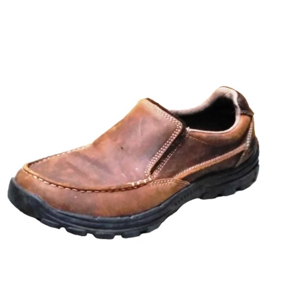 Skechers Men Leather Relaxed Fit gel memory foam Slip On Loafers Size 8 - Picture 1 of 7